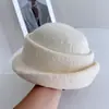 Gorro suave de punto estilo francés retro para mujer, sombrero de pescador cálido para otoño e invierno, sombrero tipo cubo con ala enrollada estilo japonés, sombrero tipo cubo con copa cóncava, moderno