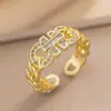 Anillo Exquisito Super Brillante de Circonita para Niñas, Lujo Accesible y Anillo de Apertura Ajustable de Gama Alta, Baño de Oro Real Simple