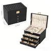 Caja de almacenamiento de joyería exquisita de gran capacidad con cerradura, caja de accesorios creativa simple multifuncional, caja de almacenamiento para collares y aretes