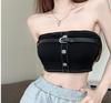 Top de tubo con hombros descubiertos para chica sexy con almohadilla para el pecho, ropa interior sin tirantes, estilo europeo y americano para mujer, antiexposición, envuelto en el pecho, belleza y espalda