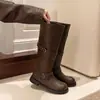Hebilla de Cinturón de Chica Caliente de Moda Botas Largas para Mujer Otoño/Invierno 2026 Nuevas Botas de Tubo Alto Apiladas Botas de Caballero Vaquero Occidental
