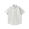 Camisa Retro de Color Sólido para Hombre, Estilo Japonés, Cuello Campana, Manga Corta, Verano, Holgada, Casual, Versátil, Transpirable, Camisa Deportiva