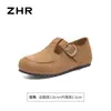 Zapatos Birkenstock negros ZHR para mujer, nuevo modelo otoño 2026, mocasines versátiles sin cordones para ir al trabajo, zapatos de cuero que aumentan la altura