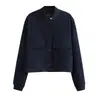 9 Colores Amazon Transfronterizo 2024 Primavera y Otoño Nueva Chaqueta Abrigo para Mujer con Cuello Alto y Bolsillo Grande Estilo Europeo y Americano
