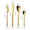Acero Inoxidable 304 Creativo Gama Alta Regalo Hotel Boutique Bambú Vajilla Cuchillo Tenedor para Filete Cuchara de Postre Palillos