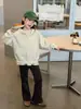 Sudadera con capucha básica de color liso para uso diario escolar, infantil, compuesta, forro polar de 180 g, corte holgado