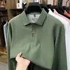 Nova camisa polo masculina de algodão puro de manga longa para o outono com bordado requintado, versátil, moderna, fashion, casual e de corte solto para homens