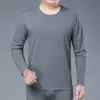 Traje de ropa interior larga para hombre de mediana edad, otoño e invierno, cuello redondo, camiseta interior para hombre mayor, ropa de papá