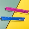 Régua plana de liga de alumínio preta, design criativo e minimalista, régua reta de 30cm, multifuncional, adequada para estudantes, com marcações gravadas a laser