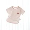 Camiseta de Manga Curta para Bebê Modal Classe A Verão Fina Cor Sólida Camiseta Infantil Macia e Solta para Meninos e Meninas