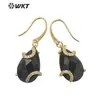 WT-E688 Pendientes Cortos de Gancho para Mujer Estilo Noble y Frío Piedra Semipreciosa Circonita Microincrustada para Regalo de Cumpleaños de Niñas