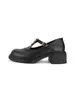 Versión de piel de vaca Camellia Mary Jane zapatos pequeños de cuero para mujer tacón grueso punta redonda tira en T zapatos de una sola pieza suela gruesa jk Mocasines británicos