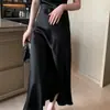 Novo Vestido Chinês de Cetim com Ácido Acético Sem Mangas Feminino de Verão Cintura Apertada Elegante Versátil Saia com Fenda Emagrecedor para o Trabalho