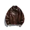 Ropa Vintage Yidao Otoño 2026 Nueva Marca de Tendencia Estilo Americano Diseño Desestructurado Dividido Chaqueta de Cuero PU de Corte Holgado para Hombre