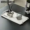 Bandeja Decorativa Estilo Crema, Bandeja de Almacenamiento para Escritorio, Bandeja para Joyas de Entrada de Casa, Adorno de Lujo Ligero de Alta Gama