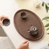 Bandeja Ovalada Marrón Plus para Manteles Individuales para Taza de Agua Doméstica Bandeja de Bambú Bandeja para Comidas Chinas Bocadillos Cuenco para Frutas Secas