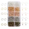 Accesorios para Pendientes DIY, Kit de Materiales para Pendientes Hechos a Mano, Ganchos para Orejas y Anillas Abiertas en una Caja de 10 Compartimentos, Set de Accesorios para Pendientes