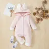 Amazon Mono de Felpa para Bebé Otoño e Invierno Orejas de Conejo Manga Larga Piernas Largas Traje de Gateo Ropa Exterior para Bebé Hassel