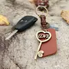 Llavero de Cuero Hecho a Mano Personalizado Retro Artístico, Llavero de Piel de Vaca Personalizado para Coche, Pequeño Regalo Creativo