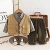Conjunto de Três Peças Moletom Bebê Jingqi Menininho Primavera Estilo Coreano Roupas Infantis Manga Longa Casual Uniforme de Baseball Roupa de Primavera