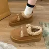 Sapatos estilo Birkenstock marrons retrô, versáteis para qualquer look, nova coleção de inverno 2026, mocassins de pele de ovelha, com sola grossa, que aumentam a altura e botas de neve quentes