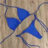Biquíni sexy de duas peças para mulheres, estilo europeu e americano, com amarração no pescoço, conjunto de três peças multicolorido ajustável