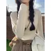 Cuello de mañana [buena calidad] [estilo impulsivo] Terciopelo alemán cuello semi-alto nuevo para mujer otoño manga larga cálido corte ajustado