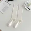 Principios de otoño, calcetines de compresión ligera para pantorrilla, calcetines de algodón para mujer, estilo coreano, versátiles, adelgazantes, absorbentes de sudor, transpirables, con estampado de dibujos animados y diseño de volantes