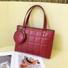 Bolsa Quadrada Pequena Portátil para Trabalho Moda Coreana Elegante Simples Duas Peças Acolchoada Malha Grande Bolsa de Ombro Feminina