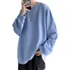 Sudadera de color liso con cuello redondo para hombre 2025, moderna, holgada, sin capucha, top tipo jersey, primavera y otoño, fina, marca de moda, talla grande, Chaqueta
