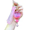 Pingente de Sino de Vento Luminoso Fofo, Chaveiro de Areia Movediça em Óleo, Pingente Exquisito para Mochila de Casal, Pingente de Cristal, Pequeno Presente