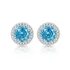 Transmisión en vivo súper ventas gemas coloridas corte princesa redondo bolsa aretes perno oro real galvanizado súper brillantes aretes de diamante de alto carbono una pieza dropshipping