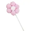 Decoración de pastel de flores enchufe bola tridimensional bola de algodón de colores arreglo de tarjeta de girasol mesa de postres de repostería de cumpleaños