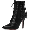 Botas de mujer, botines, con correa cruzada, zapatos de mujer de talla grande, tallas 40-47, botas de otoño e invierno 584-2