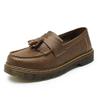 ADRIAN Mocasines con Borlas para Hombre Cuero Genuino Top Bajo Zapatos Martin Estilo Británico Moda Estudiante Punta Redonda Cuero Crazy Horse Casual