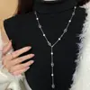 Colección Larga de Collares Superpuestos de Perlas Swarovski para Mujer, Estilo Lujo Ligero, Cadena Versátil para Suéter con un Toque de Alta Gama, Venta al por Mayor Otoño e Invierno