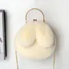 Bolso de Peluche para Mujer Cruzado de Mano Bolso de Princesa Bolso Nuevo con Cadena Bolso Versátil de Orejas de Conejo Bolso de Piel Femenino Bolso de Mujer