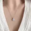 Collar de Plata de Ley S925 Brillante de Cuatro Garras Diamante Único de 2 Quilates Ocho Corazones y Ocho Flechas Cadena de Suéter Italiano Otoñal para Mujer