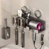 Soporte para cepillo de dientes con ventosa Sin perforaciones Soporte para secador de pelo de baño Montado en la pared Taza para cepillo de dientes Soporte para vaso de enjuague bucal