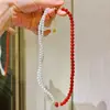 Collar de Cadena para Clavícula con Diseño de Perlas Artificiales y Carniola Natural de Alta Calidad