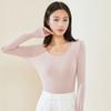 Meiyabi Ropa de Otoño Ropa de Lápiz Labial Delgada para Mujer Camiseta Básica de Ropa Interior Térmica sin Costuras Ajustada al Cuerpo Top Único