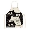 Suministro directo de fábrica delantal de algodón y lino delantal de cuello con estampado de gato lindo de dibujos animados europeo y americano soporte para mapa se puede configurar