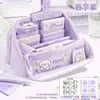 Conjunto de material escolar roxo com tema de filhote para volta às aulas, incluindo um estojo e uma variedade de suprimentos escolares, um presente criativo para estudantes