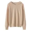 Bestseller de Otoño/Invierno: Sudadera con capucha 100% cachemira pura, suéter de punto pullover de manga larga, corte holgado, cómoda y agradable para la piel