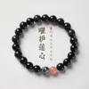 Pulsera de Obsidiana Arcoiris y Piedra del Sol, Nuevo Estilo Chino, Buena Suerte, Pulsera de Abalorios de Loto Esmaltados, Productos Culturales y Creativos de Templos al por Mayor