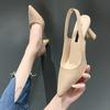 Sandalias Baotou de tacón alto puntiagudo para mujer, zapatos de una sola capa con boca poco profunda y parte trasera vacía, primavera y verano 2022