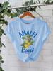 Camiseta de algodón de manga corta holgada de moda para comercio exterior transfronterizo de Amazon Costa AMALFI ITALIA