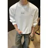 Moletom Riveter desconstruído gola redonda masculino versátil emendado solto mudado para longo novo bordado de letras primavera e outono plus size segmentado