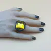 Anel de Resina Quadrado Octogonal Diamante Estilo Ins Novo Retro Colorido Simples Criativo Anel Doce