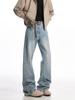 American Vintage azul claro Lavado Jeans Scimitar para Hombre Primavera y Otoño Nueva Marca de Moda Pantalones Rectos High Street Scampers